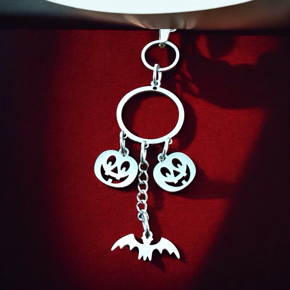 🆕Pumpkins and Bats Pendant Necklace  Stainless Steel